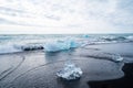 Beautiful Diamond Beach, a black sand beach along the south coast of Iceland