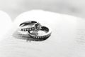 Diamond Engagement Set Placed On Top Of An Open Bible. Royalty Free Stock Photo