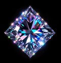 Beautiful diamond gemstone isolated on black background, shiny sparkling trasnparent crystal illustration. Generative Ai