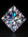 Beautiful diamond gemstone isolated on black background, shiny sparkling trasnparent crystal illustration. Generative Ai Royalty Free Stock Photo