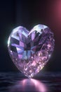 Beautiful diamond heart on a dark background. 3d rendering.