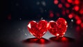 Beautiful diamond red hearts a dark holiday