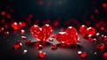 Beautiful diamond red hearts a dark holiday vintage Royalty Free Stock Photo