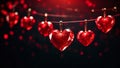 Beautiful diamond red hearts a dark holiday vintage festive Royalty Free Stock Photo