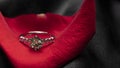 beautiful diamond ring on a red rose petal Royalty Free Stock Photo