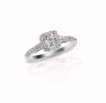 Beautiful diamond wedding engagment band ring solitaire with multiple halo stones