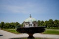 Beautiful Diana temple Dianatempel and a fountain in central Munich`s Hofgarten