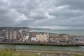 Beautiful Dieppe seaport in France with buildings on a clouded day