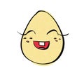 Beautiful digital art of unic Easter character - yellow smiling Easter egg isolated on the white background