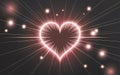 Ethereal glowing heart light, Radiant love burst background, Shining romantic heart art, Abstract heart light rays. Royalty Free Stock Photo