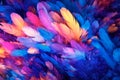 Colorfull Feathers Backdrop. Beautiful Bird Details. Generative AI.