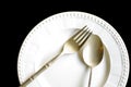 Beautiful dinning plate and brass silver ware Royalty Free Stock Photo