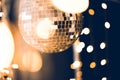 beautiful disco ball with golden garland Royalty Free Stock Photo