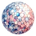 A beautiful disco ball with a unique honeycomb pattern in soft pink and blue, rendered in a translucent watercolor style. Royalty Free Stock Photo