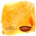 Beautiful diwali background with diya and watercolor stain Royalty Free Stock Photo