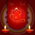 Beautiful diwali card colorful rangoli Artistic Lord Ganesha