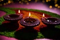 Beautiful diwali diya or oil lamp or lighting, selective focus