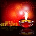 Beautiful diwali diya in shiny glowing red color backgrou