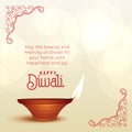 Beautiful diwali wishes greeting with diya