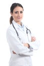 Beautiful doctor woman with a stethoscope and folded arms Royalty Free Stock Photo