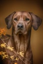 Beautiful dog rhodesian ridgeback hound outdoors