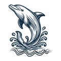 Beautiful Dolphin line art vector design