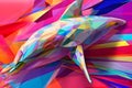 A beautiful dolphin, modern artwork, abstract colorful painting with geometric shapes. Hand drawn digital painting. Generative AI