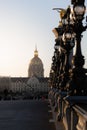 Beautiful dome of Esplanade des Invalides at sunset