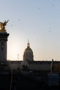 Beautiful dome of Esplanade des Invalides at sunset