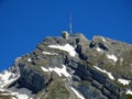 The beautiful and dominant alpine peak of SÃÂ¤ntis Santis or Saentis in Alpstein mountain range and in Appenzell Alps massif Royalty Free Stock Photo