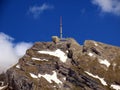 The beautiful and dominant alpine peak of SÃÂ¤ntis Santis or Saentis in Alpstein mountain range and in Appenzell Alps massif Royalty Free Stock Photo