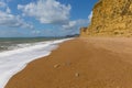 Beautiful Dorset golden sand beach Jurassic coast England UK between Freshwater and West Bay Royalty Free Stock Photo