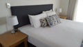 Beautiful double bedroom at the Alpha Sovereign Hotel, North Surfers Paradise, Queensland Royalty Free Stock Photo