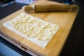 Beautiful dough hearts for cake decoration