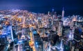 Beautiful downtown Chicago skyline at night