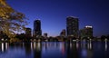 Stunning skies and skyline at Lake Eola in Orlando, Florida, USA. Royalty Free Stock Photo