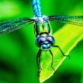 beautiful dragonfly on a green leaf Royalty Free Stock Photo