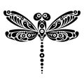 Beautiful dragonfly tattoo. Artistic pattern in