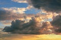 Beautiful dramatic clouds in the evening sky Royalty Free Stock Photo