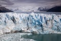 Beautiful and dramatic front view of the perito moreno glacier, Argentina. White and blue ice. Royalty Free Stock Photo