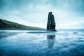 Beautiful dramatic landscape with extraordinary rock formation Hvitserkur on Vatnsnes peninsula in North-West Iceland. Exotic