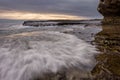 A beautiful dramatic seascape taken on a stormy cloudy morning at sunrise Royalty Free Stock Photo