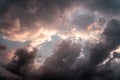 Beautiful dramatic sky with dark clouds at sunset, natural abstract background and texture Royalty Free Stock Photo