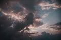 Beautiful dramatic sky with dark clouds at sunset, natural abstract background and texture Royalty Free Stock Photo