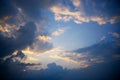 Beautiful dramatic sky with dark clouds at sunset, natural abstract background and texture Royalty Free Stock Photo