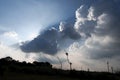 Beautiful dramatic sunny sky and clouds over the horizon