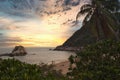 Beautiful dramatic sunset at a bay beach on koh Tao island thailand Royalty Free Stock Photo