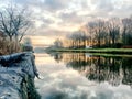 Beautiful dramatic sunset from the quay Royalty Free Stock Photo