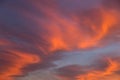 Beautiful dramatic sunset sky with orange and pink colored clouds Royalty Free Stock Photo