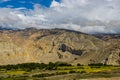 Beautiful and Dramatic Tibetan Landscape with Farmalnd in Ghiling Village of Upper Mustang in Nepal Royalty Free Stock Photo